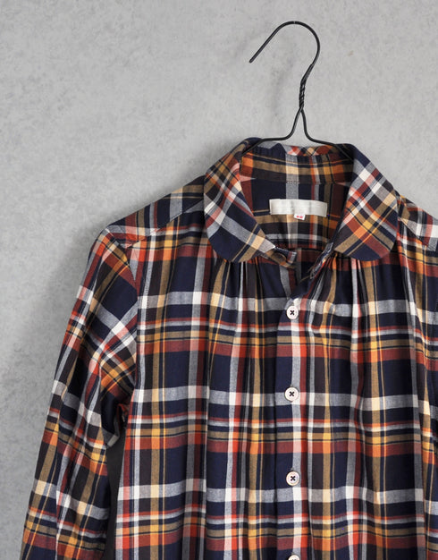 ツイルタータンのシャツワンピース